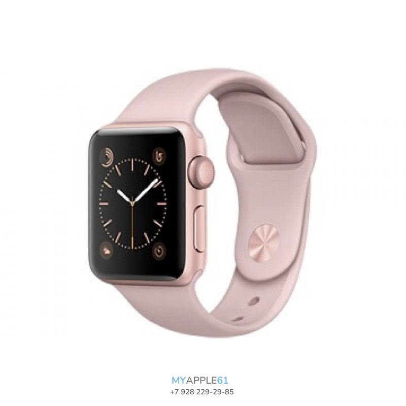 Apple Watch Series 1, 38 мм, алюминиевый корпус розовое золото, спортивный ремешок розовый песок